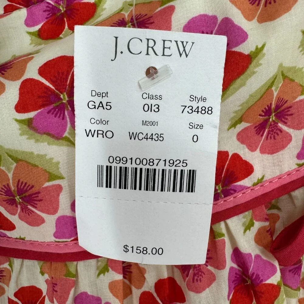 J. Crew Floral Skirt 0 Tropical Summer Full Flare Cotton Pink‎ Orange Vintage